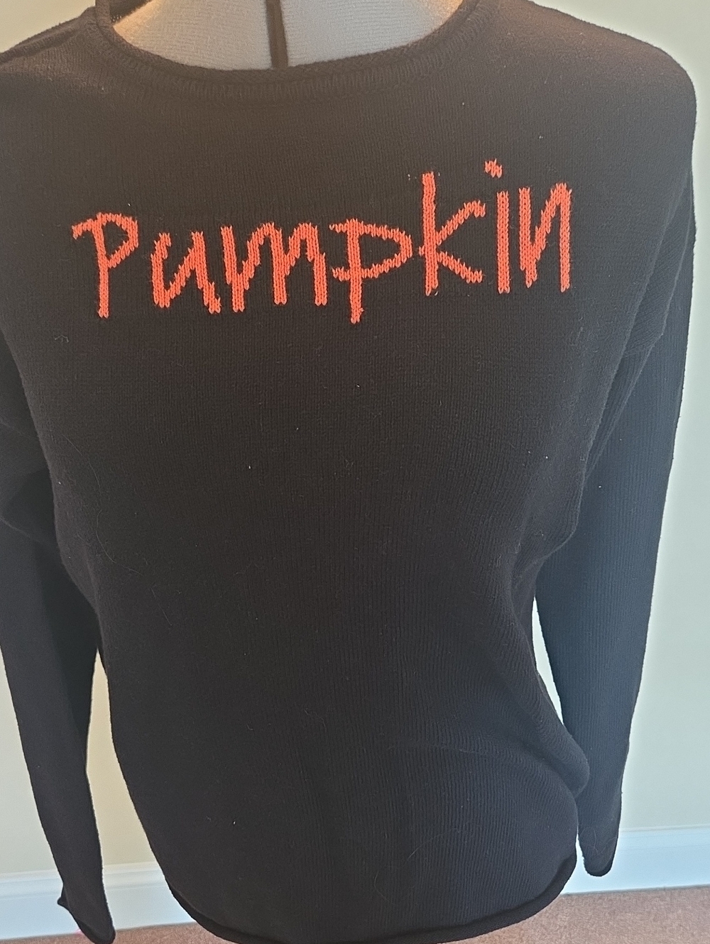 Black 'Pumpkin' Knit Sweater - Women's Crewneck